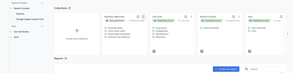 58. How to get the business objectives report on the sidebar in Google Analytics 4 - Collections