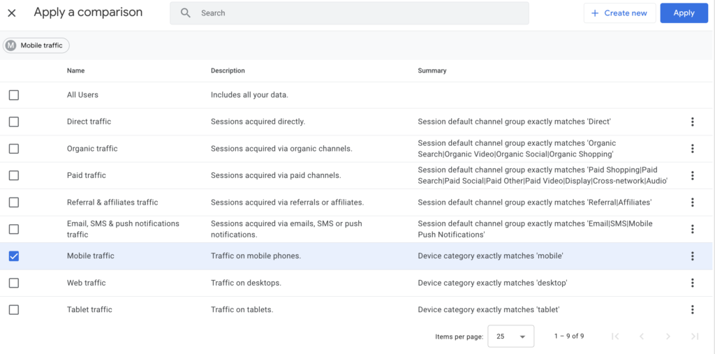 59. How to filter mobile devices reports GA4 - comparisons 2